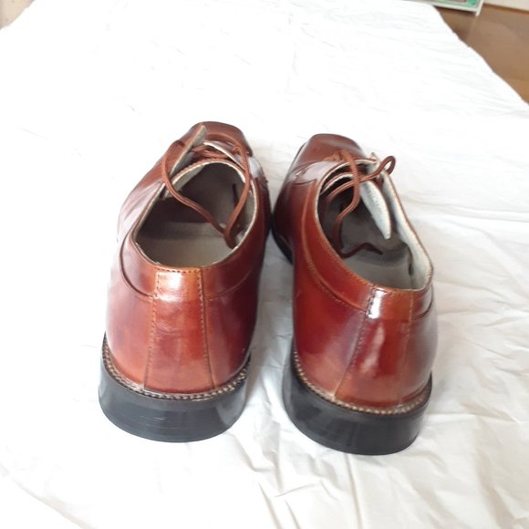 Stacy Adams Leather Oxford Mens Dress Shoe Cognac Brown Size 11.5